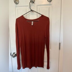 Zenana Premium Long Sleeve Top - Rust (M)